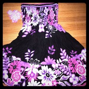 Nice strapless dress with floral colors